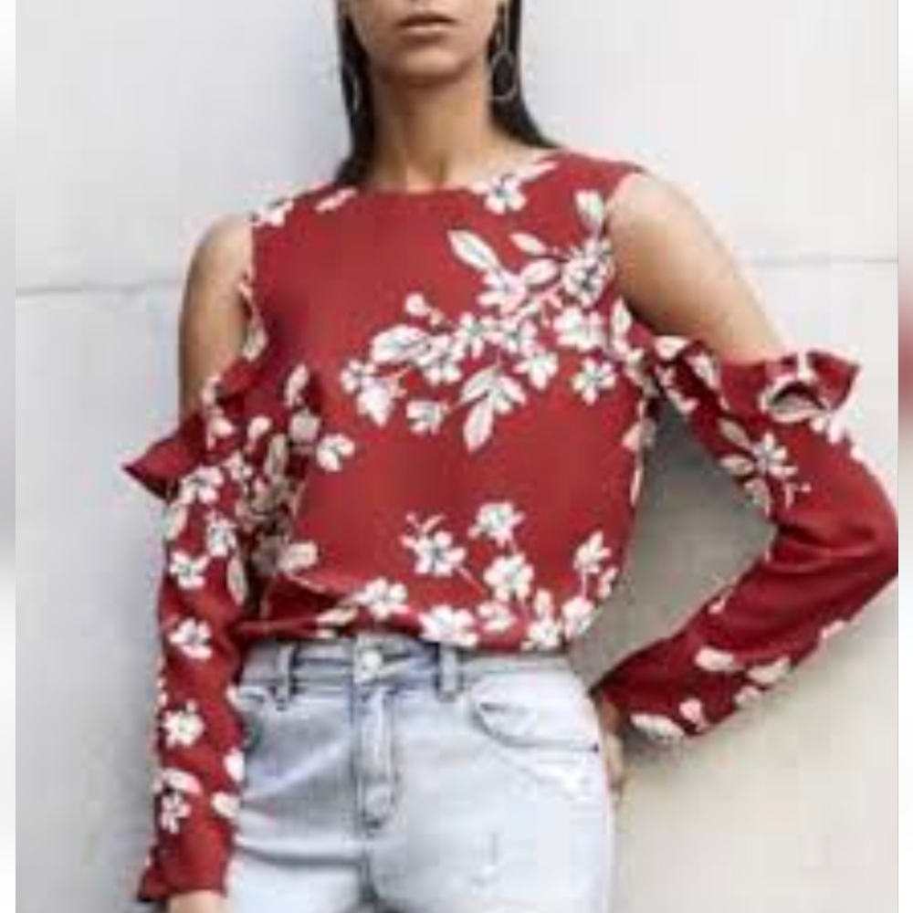 Witchery size 8 long sleeve cold shoulder top - Picture 1 of 4